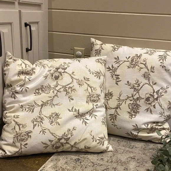 Threshold Floral Patterned Pillows - Cream and Brown - Picture 1 of 1